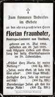 Sterbebildchen Florian Fraunhofer, *1866 †1935