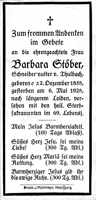 Sterbebildchen Barbara Stber *1858 †1928