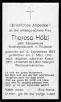 Sterbebildchen Therese Hlzl, *1892 †1965