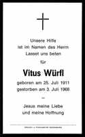 Sterbebildchen Vitus Wrfl, *1911 †1968
