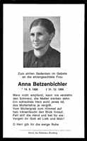 Sterbebildchen Anna Betzenbichler, *1886 †1966