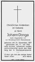 Sterbebildchen Johann Donga, *1897 †1962