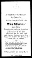 Sterbebildchen Maria Achhammer, *1885 †1963