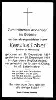 Sterbebildchen Kastulus Lober, *1897 †1959