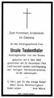 Sterbebildchen Ursula Taubenthaler, *1883 †1964
