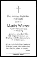 Sterbebildchen Martin Wutzer, *1898 †1965
