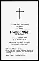 Sterbebildchen Edeltrud Wlfl, *31.01.1910 †01.01.1976