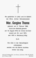 Sterbebildchen Mar. Gorgina Thoma, *1886 †1970