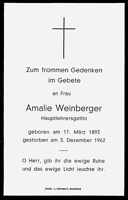 Sterbebildchen Amalie Weinberger, *1893 †1962