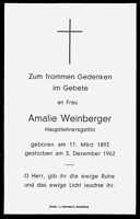 Sterbebildchen Amalie Weinberger, *1893 †1962