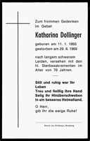 Sterbebildchen Katharina Dollinger, *1893 †1969