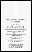 Sterbebildchen Josef Deinbeck, *1911 †1964