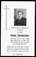 Sterbebildchen Emma Steinlechner, *1885 †1965