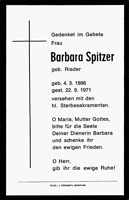 Sterbebildchen Barbara Spitzer, *1896 †1971