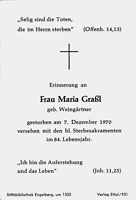 Sterbebildchen Maria Gral, *1886 †1970