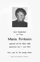 Sterbebildchen Maria Firnkees, *22.03.1896 †01.06.1974