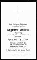 Sterbebildchen Magdalena Gandorfer, *1892 †1971