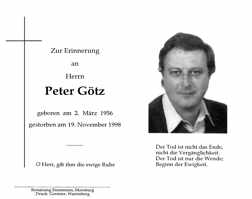 Sterbebildchen Peter Gtz, *1956 †1998