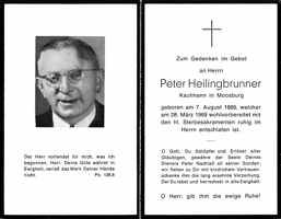 Sterbebildchen Peter Heilingbrunner, *1889 †1969