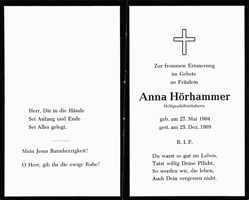 Sterbebildchen Anna Hrhammer, *1904 †1969