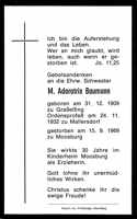 Sterbebildchen M. Adoratrix Baumann, *1909 †1969