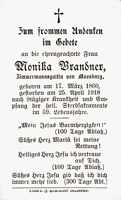 Sterbebildchen Monika Brandner, *17.03.1860 †25.04.1918