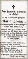 Sterbebildchen Maria Steiner, *20.10.1894 †25.04.1919