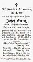 Sterbebildchen Josef Graf, *12.10.1842 †16.04.1915