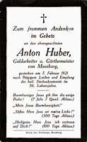 Sterbebildchen Anton Huber, *1862 †07.02.1921