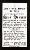 Sterbebildchen Anna Brunner, *12.07.1836 †14.09.1920