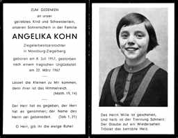 Sterbebildchen Angelika Kohn, *08.07.1957 †22.03.1967