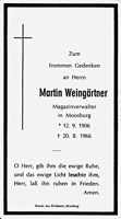 Sterbebildchen Martin Weingrtner, *12.09.1906 †20.08.1966