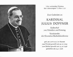 Sterbebildchen Kardinal Julius Dpfner, *26.08.1913 †24.07.1976