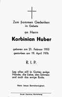 Sterbebildchen Korbinian Huber, *21.02.1910 †19.04.1976