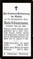 Sterbebildchen Maria Schwarzmann, *30.10.1853 †01.07.1911