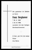 Sterbebildchen Franz Berghamer, *30.06.1926 †23.10.1969
