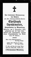 Sterbebildchen Christoph Speckmeier, *02.12.1862 †20.07.1920