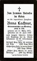 Sterbebildchen Anna Lachner, *17.03.1871 †14.06.1920