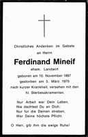 Sterbebildchen Ferdinand Mineif, *10.11.1897 †05.03.1970