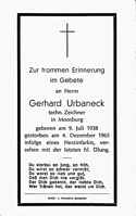 Sterbebildchen Gerhard Urbaneck, *09.07.1938 †04.12.1965