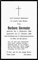 Sterbebildchen Barbara Germaier, *04.12.1906 †11.10.1969
