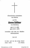 Sterbebildchen Anna Stber, *02.03.1902 †26.05.1975