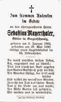 Sterbebildchen Sebastian Mayerthaler, *08.01.1866 †29.05.1920