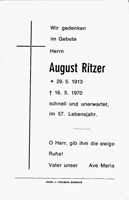 Sterbebildchen August Ritzer, *29.05.1913 †16.05.1970