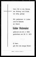 Sterbebildchen Isidor Hobmaier, *25.04.1924 †18.11.1971