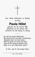 Sterbebildchen Paula Hlzl, *25.01.1897 †23.01.1971