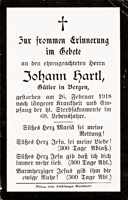 Sterbebildchen Johann Hartl, *1849 †26.02.1918