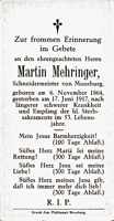 Sterbebildchen Martin Mehringer, *06.11.1864 †17.06.1917