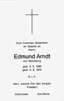Sterbebildchen Edmund Arndt, *03.05.1906 †05.08.1975