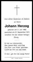 Sterbebildchen Johann Herzog, *03.07.1892 †21.09.1970